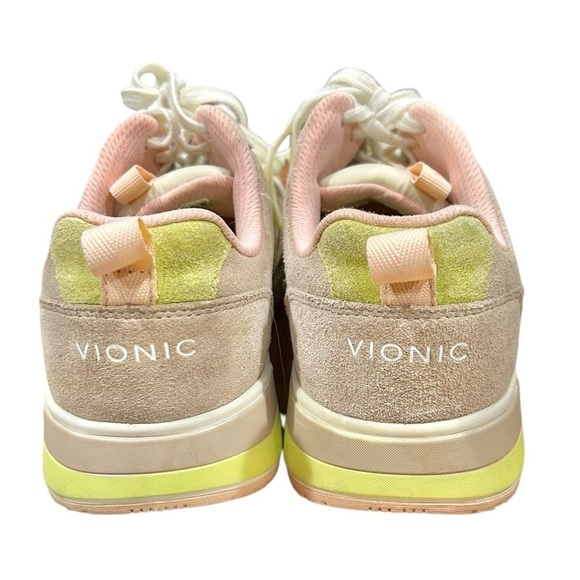 Vionic Rechelle Sneakers Size 7 Womens Tan & Pink Suede Lace Up Athleisure Comfy - Picture 5 of 10